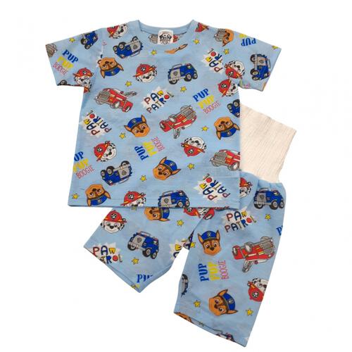 パウパトロール 半袖パジャマ メッシュ 総柄丸首 ブルー&times;110cm