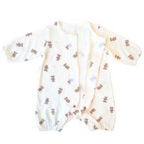 長袖前開きワンタッチロンパース クマ(ブラウン×50-60cm) ベビーザらス限定