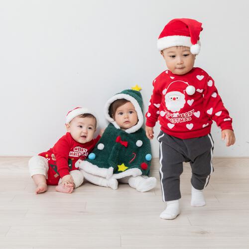 クリスマストレーナー 裏毛 サンタ レッド×80cm ベビーザらス限定