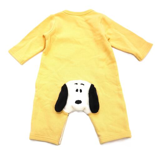 SNOOPY スヌーピー 長袖カバーオール おしり顔 イエロー×70cm ベビーザらス限定