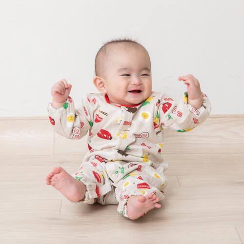 長袖ロンパス スタイツキ ニットキルト ラーメン レッド&times;70-80cm ベビーザらス限定