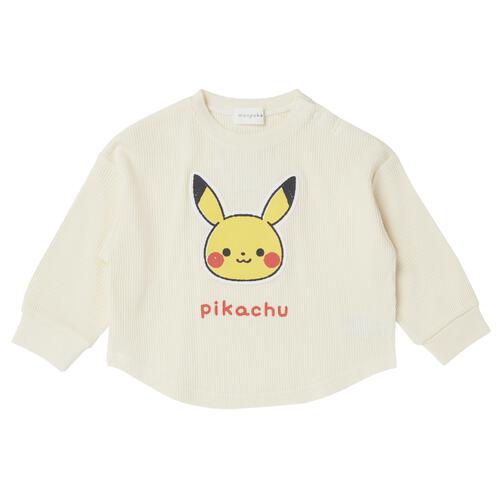 monpoke モンポケ 長袖Ｔシャツ ワッフル ピカチュウ ナチュラル&times;80cm
