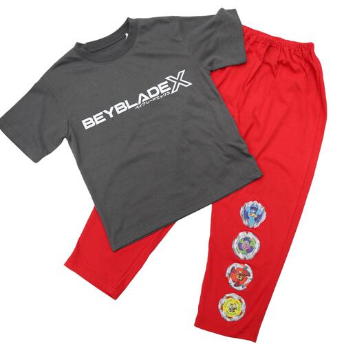 BEYBLADE X ベイブレードエックス 半袖パジャマ ロゴプリント ブラック×130cm
