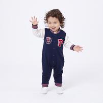 POLO BCS スタジャン風ロンパース ネイビー×80cm ベビーザらス限定