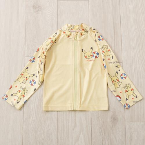 monpoke モンポケ 袖切替 ラッシュガード ピカチュウ＆ボール イエロー&times;100cm