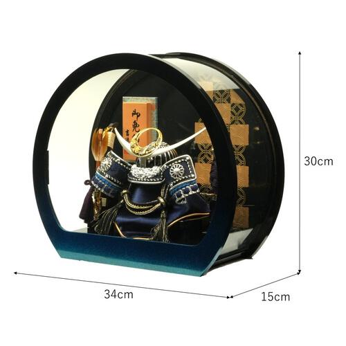 【五月人形】兜ケース飾り「上杉謙信青ぼかし丸形アクリル」（538746）トイザらス・ベビーザらス限定【メーカー直送】