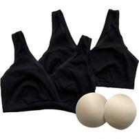 ハーフトップ リブ編み ２枚組 ブラック×L MU