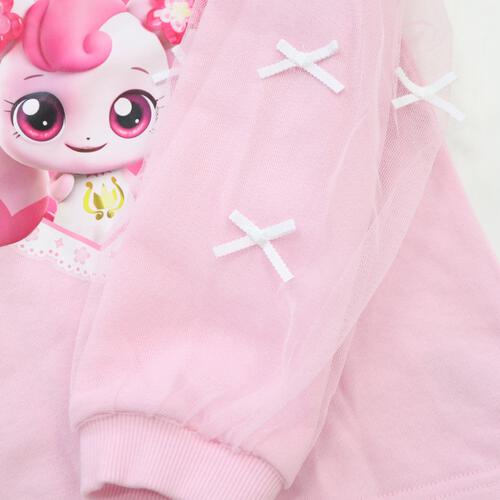 シークレット キャッチ！ティニピン 裏毛長袖トレーナー 袖チュール付き ピンク×100cm