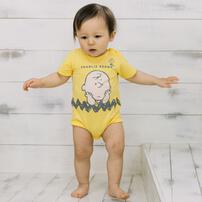 SNOOPY 半袖ボディスーツ ドッカン チャーリー イエロー&times;70cm