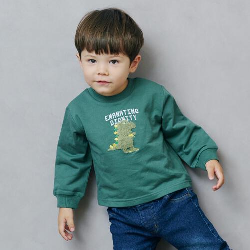 ベビーザらス限定　sophitica サガラ刺繍 デイリートップス キョウリュウ(カーキ&times;100cm)