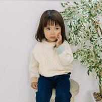 ベビーザらス限定　RAT-A-TATR ラッタッター ケーブルニット(ホワイト&times;80cm)