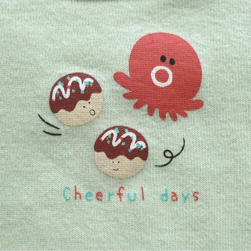 2枚組 抗菌半袖シャツ肌着 フライス たこ焼き グリーン×100cm