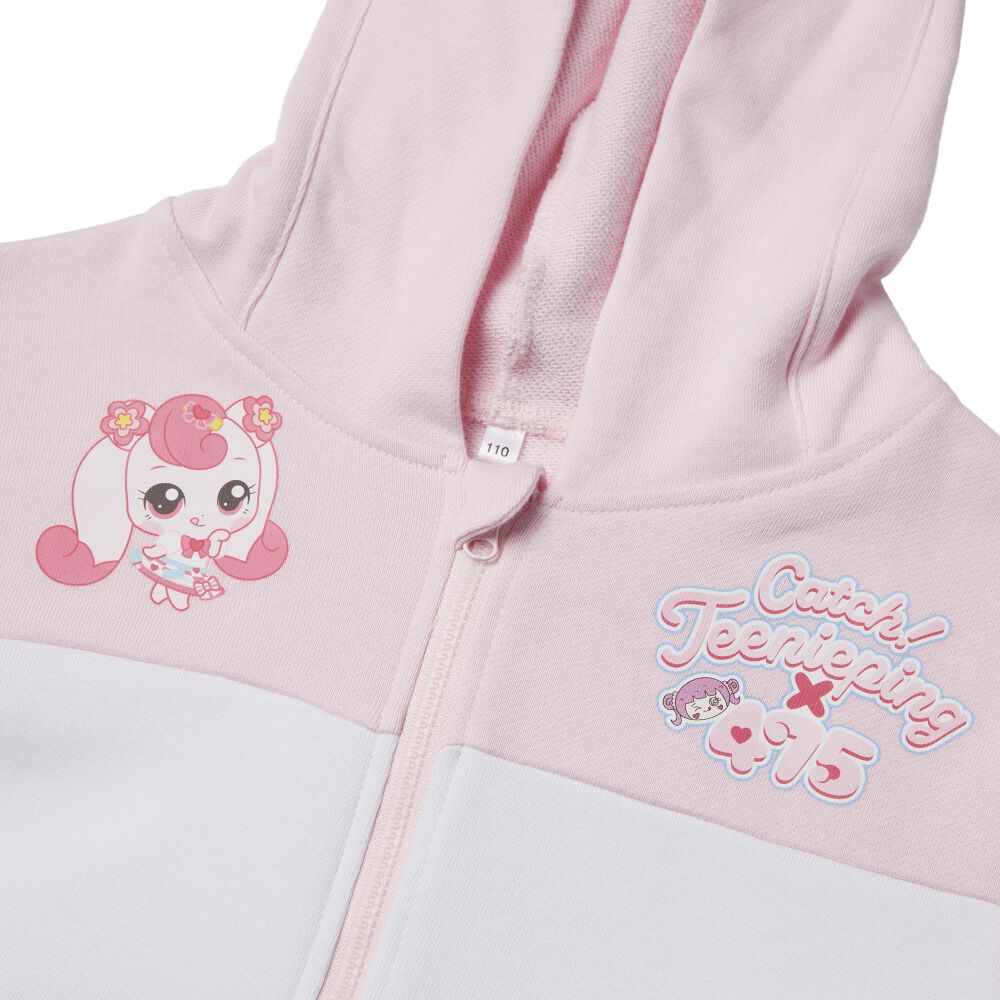 ティニピン×しなこ】パーカー 長袖フード付き 裏毛 ピンク×130cm