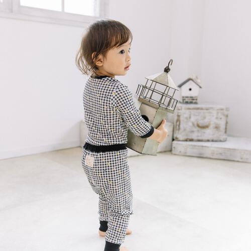 【FirstCloset×mioさん】 長袖ボディスーツ レギンス付き スムス ブラック×70-80cm ベビーザらス限定