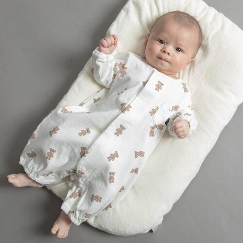 長袖前開きワンタッチロンパース クマ(ブラウン×50-60cm) ベビーザらス限定