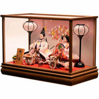 【雛人形】ケース飾り 親王飾り「桜扇木目アクリル」 (322589)ひな人形 ひな祭り お雛様 コンパクト おしゃれ 収納飾り【メーカー直送】