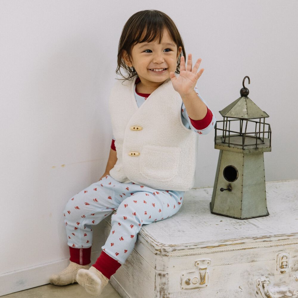 FirstCloset×mioさん】ボアベスト オフホワイト×80cm | マタニティ