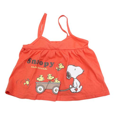 SNOOPY 半袖ロンパース &times;キャミソールチュニック スヌーピー レッド&times;80cm