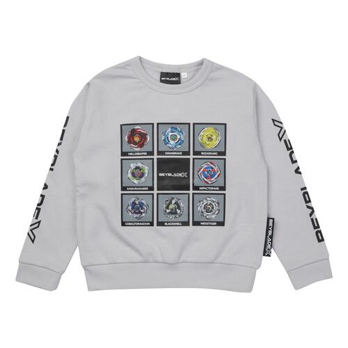 BEYBLADE X 長袖トレーナー 図鑑アート ベイブレード エックス グレー&times;140cm