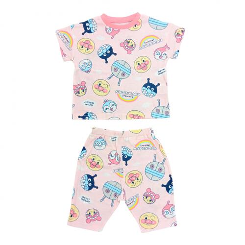 アンパンマン フェイス総柄半袖パジャマ メッシュ ピンク&times;95cm