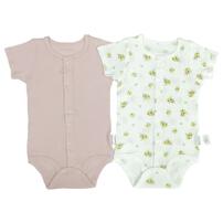 2枚組半袖前開きロンパース肌着 ワッフル ひまわり ピンク&times;80cm ベビーザらス限定