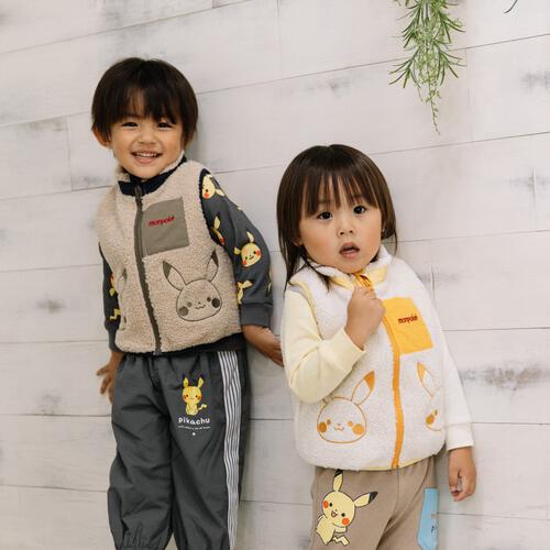 monpoke モンポケ ベスト ボア ピカチュウ ベージュ×90cm