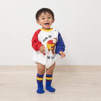 【Welcome to the Universe Baby × chimajiro0730さん】おさるのジョージ 長袖ダルマボディスーツ ナチュラル×80cm