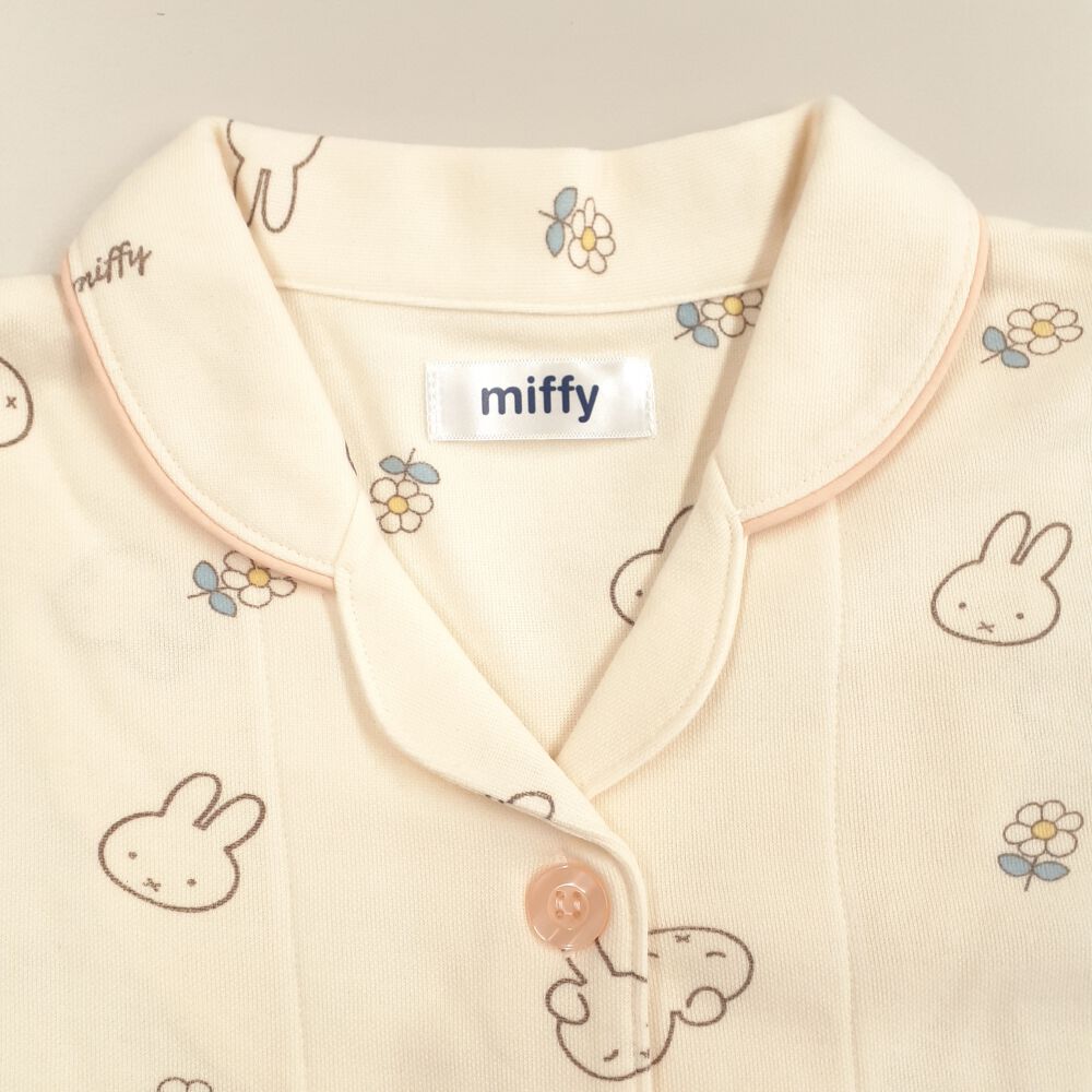 Miffy ミッフィー 長袖テーラーパジャマ 肌綿ダンボール 総柄(ベージュ