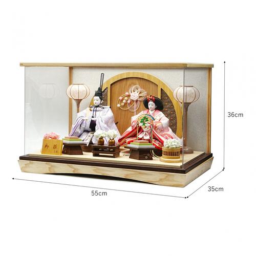 【雛人形】ケース親王飾り「麻の葉衝立パノラマアクリル」（322724）