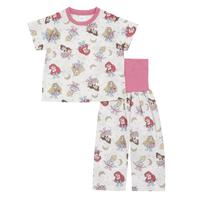 ディズニー 半袖パジャマ プリンセス 総柄 腹巻付き ピンク&times;110cm 