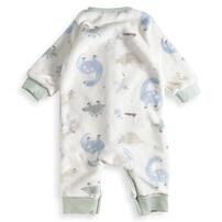 長袖カバーオール フリース 恐竜柄 グリーン×70cm