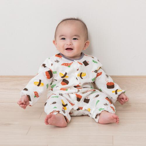 長袖ロンパス スタイツキ ニットキルト お寿司 ネイビー×70-80cm ベビーザらス限定