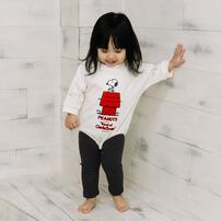 SNOOPY 長袖ボディスーツ フード付き 裏毛 スヌーピー ホワイト×80cm ベビーザらス限定