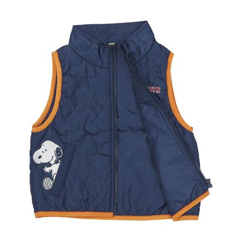 SNOOPY スヌーピー ベスト 中わたキルト ネイビー×90cm