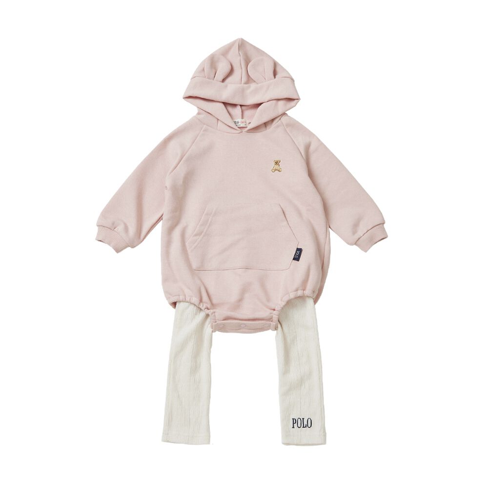 POLO BCS レギンス付フードロンパース ピンク×70cm ベビーザらス