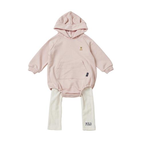 POLO BCS レギンス付フードロンパース ピンク×70cm ベビーザらス限定