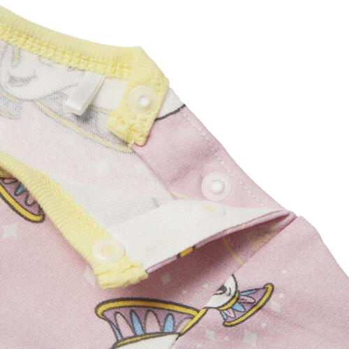 ディズニー 半袖ボディスーツ 総柄 ポット婦人＆チップ ピンク&times;80cm