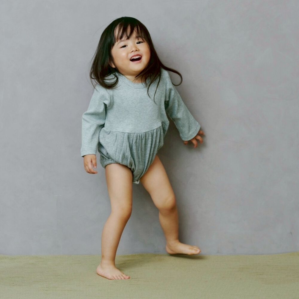 ローリーズファームベビー ふんわりボディスーツ(グレー×70cm