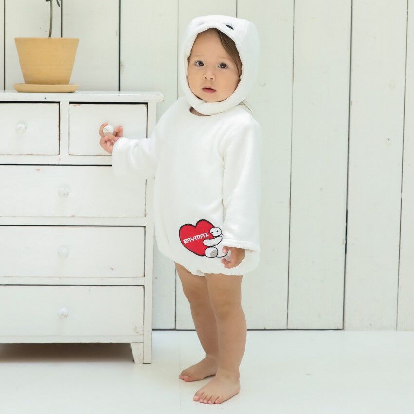 Disney ディズニー 長袖たまごオール 帽子付き ベイマックス フリース