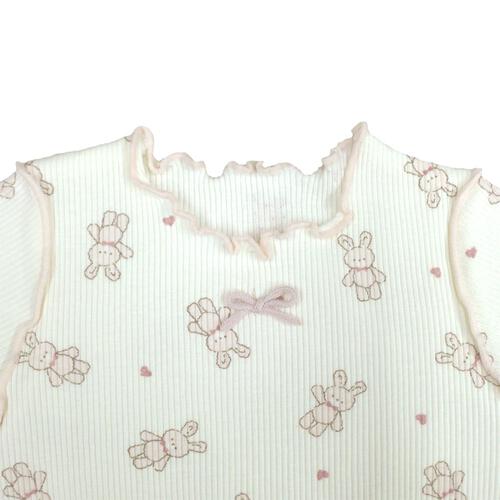 半袖シャツ肌着 2枚組 リブメロー うさぎハート ピンク×90cm ベビーザらス限定