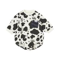 BUDDYLEE 長袖ボディスーツ ガーゼ裏毛 牛柄 ポケット付き ホワイト×80cm ベビーザらス限定