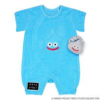 ドラクエベビー＆キッズ 半袖フィットオール スライム メタルスライムのラトル付き(ブルー&times;60-70cm)