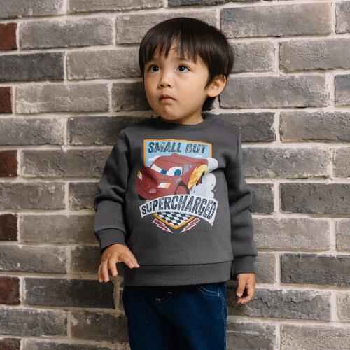 Disney ディズニー カーズ 長袖デイリートレーナー 起毛 チャコール×100cm ベビーザらス限定