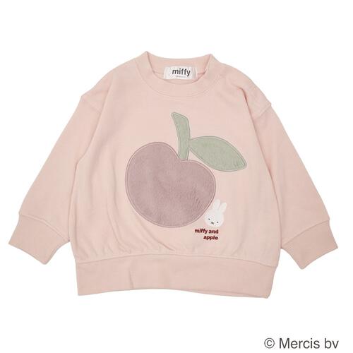 ミッフィーファーアップリケトレーナー リンゴ ピンク×80cm ベビーザらス限定