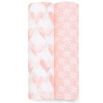 aden + anais エイデンアンドアネイ エッセンシャルズ スワドル2枚組 ピースオブマイハート(ピンク×フリー)