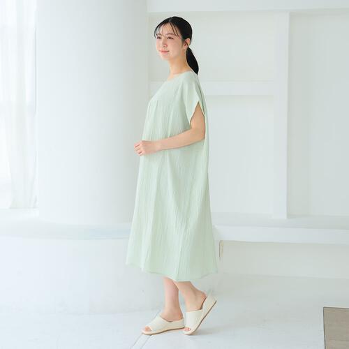 ぽこぽこガーゼの湯上りワンピ グレー×M-L