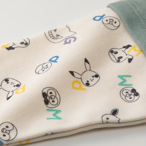 monpoke モンポケ 長袖ロンパース レイヤード調 グリーン×80cm