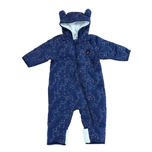 ジャンプスーツ くまみみ クマ柄 ネイビー×80cm