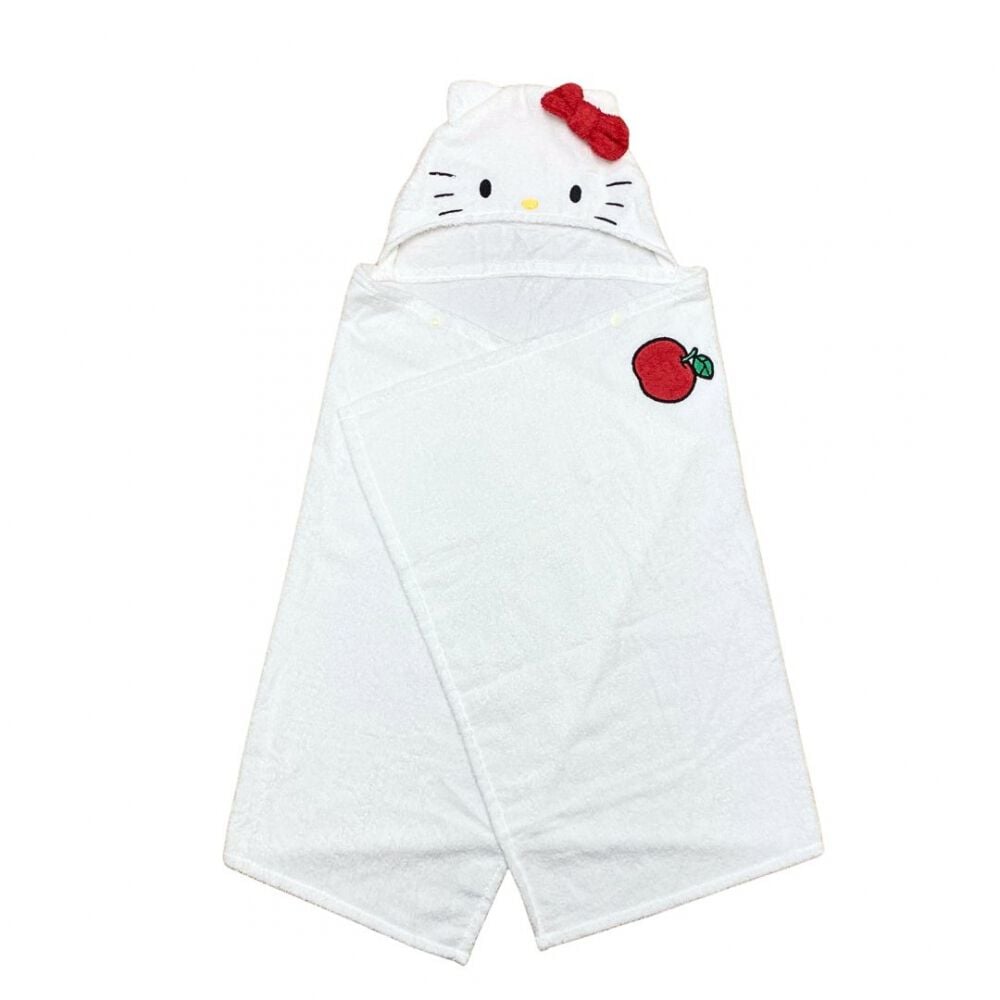 SANRIO サンリオ フード付き湯上りタオル キティ ホワイト×フリー