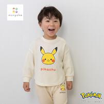 monpoke モンポケ 長袖Ｔシャツ ワッフル ピカチュウ ナチュラル&times;110cm